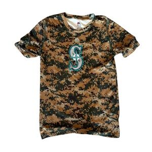 Majestic Camouflage Kids Seattle Mariners Short Sleeve Tee